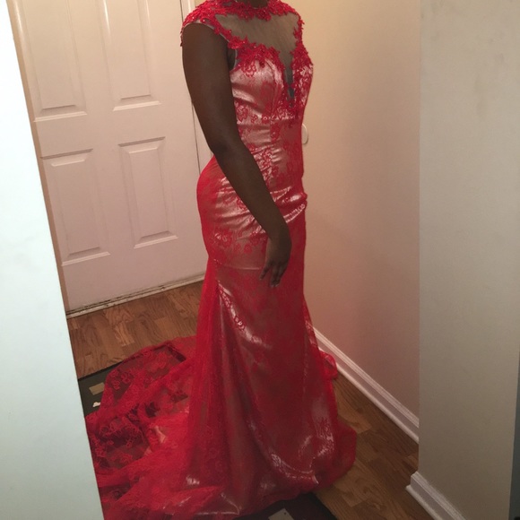 Red Sequence Gown - Picture 6 of 8